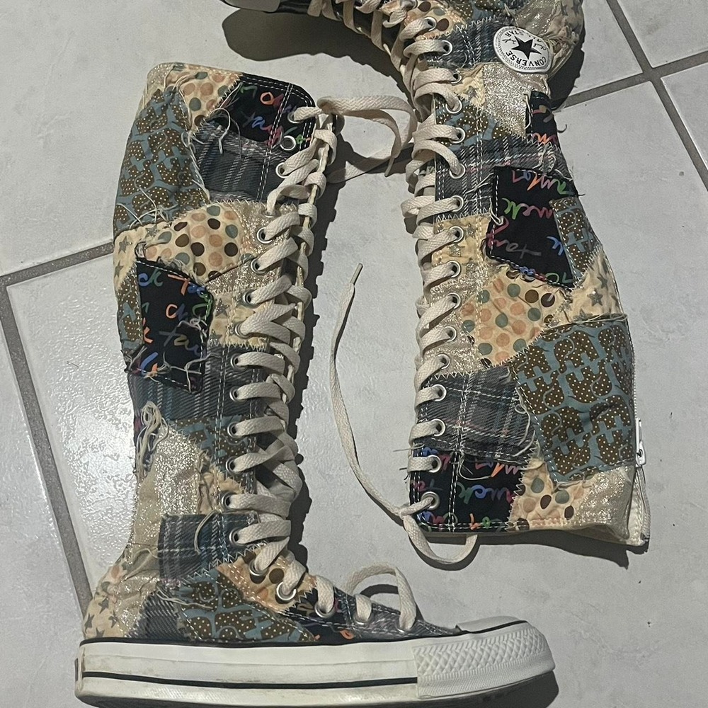 Y2K 2000s  RARE Converse Knee High CHUCK TAYLOR Patchwork Shoes size 6w